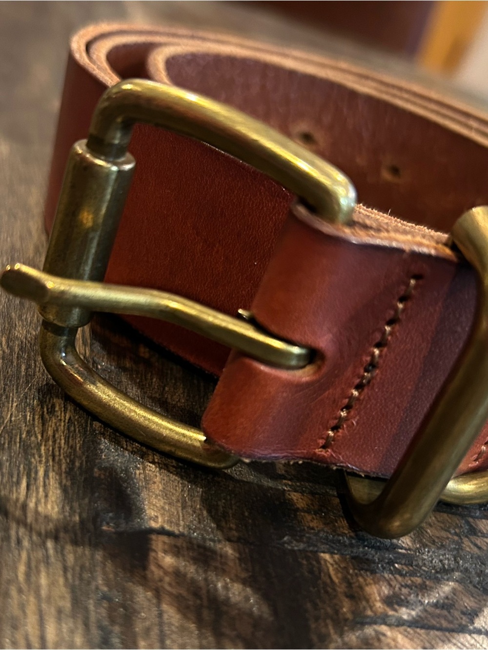 Gap Brand Brown Leather Belt Brass Buckle Size Medium